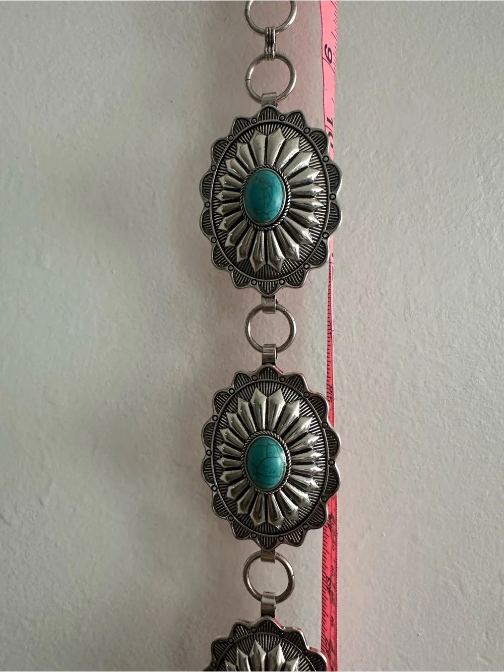 Turquoise Stone Silver-Tone Western Concho Belt Accent